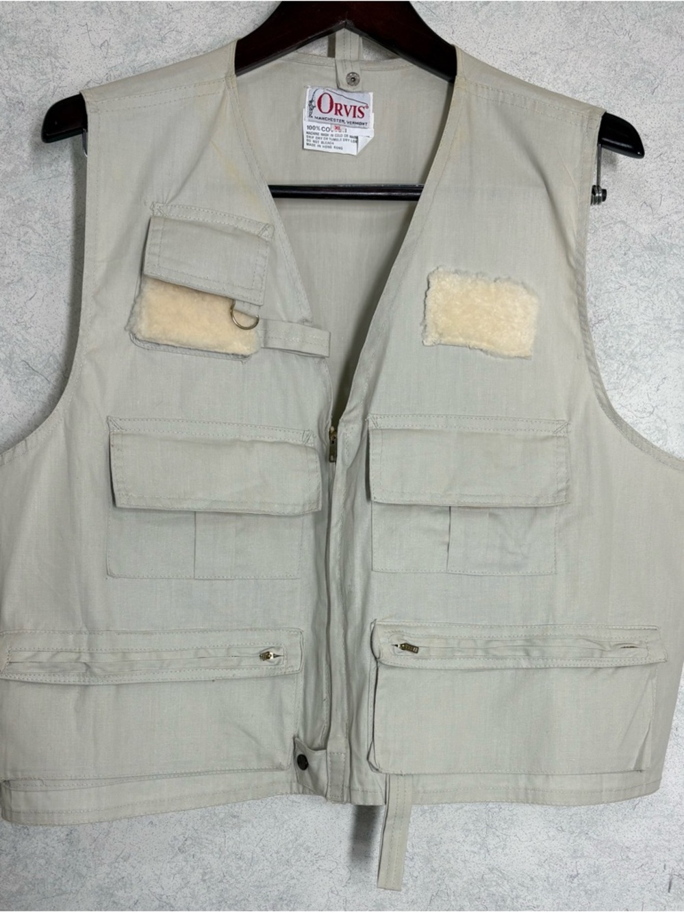 FLY FISHING VEST VINTAGE ORVIS SIZE XL Adult ZIP Up TAN Fly FISHING KHAKI